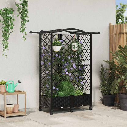 Cama Elevada Con Trellis Y Techo Negro 124 X 40 X 129 Cm Pp_1