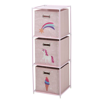 Well Home Estanteria Cajonera De 3 Estantes En Metal Color Rosa H.102cm_0