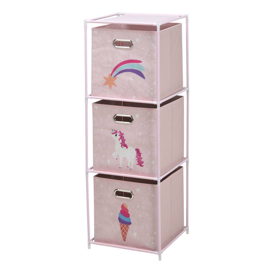 Well Home Estanteria Cajonera De 3 Estantes En Metal Color Rosa H.102cm_0