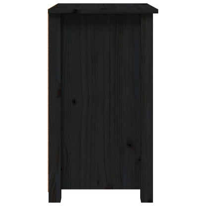 Mesita De Noche Madera Maciza De Pino Negro 40x35x61,5 Cm_3