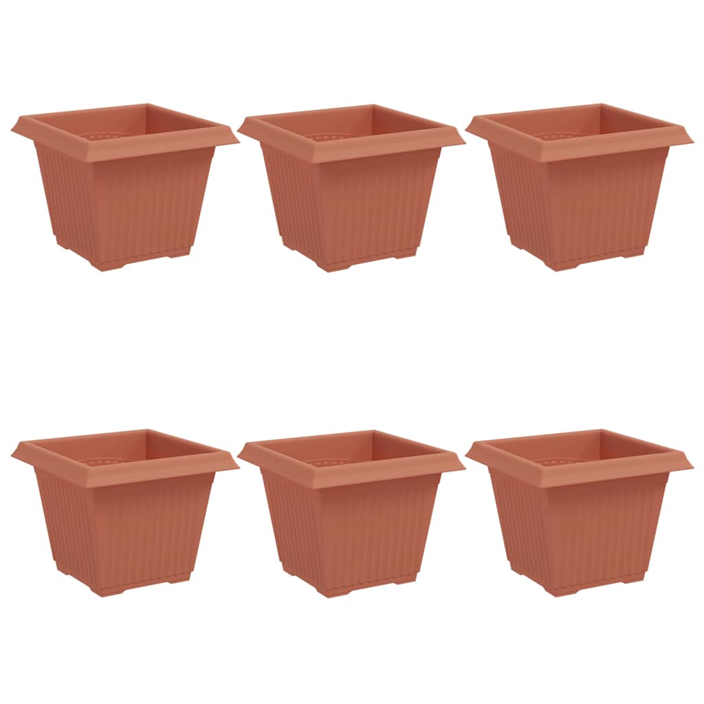 Maceta Cuadrada Para Flores 6 Uds. Rojo Ladrillo Plástico_0