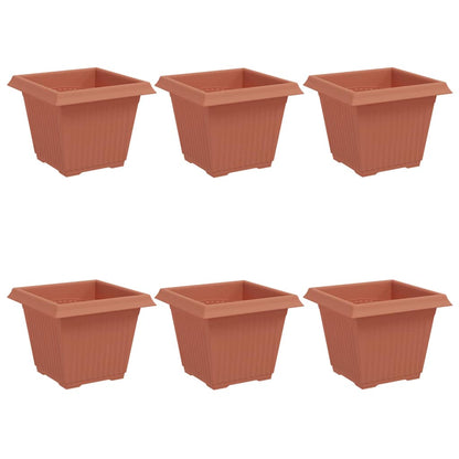 Maceta Cuadrada Para Flores 6 Uds. Rojo Ladrillo Plástico_0