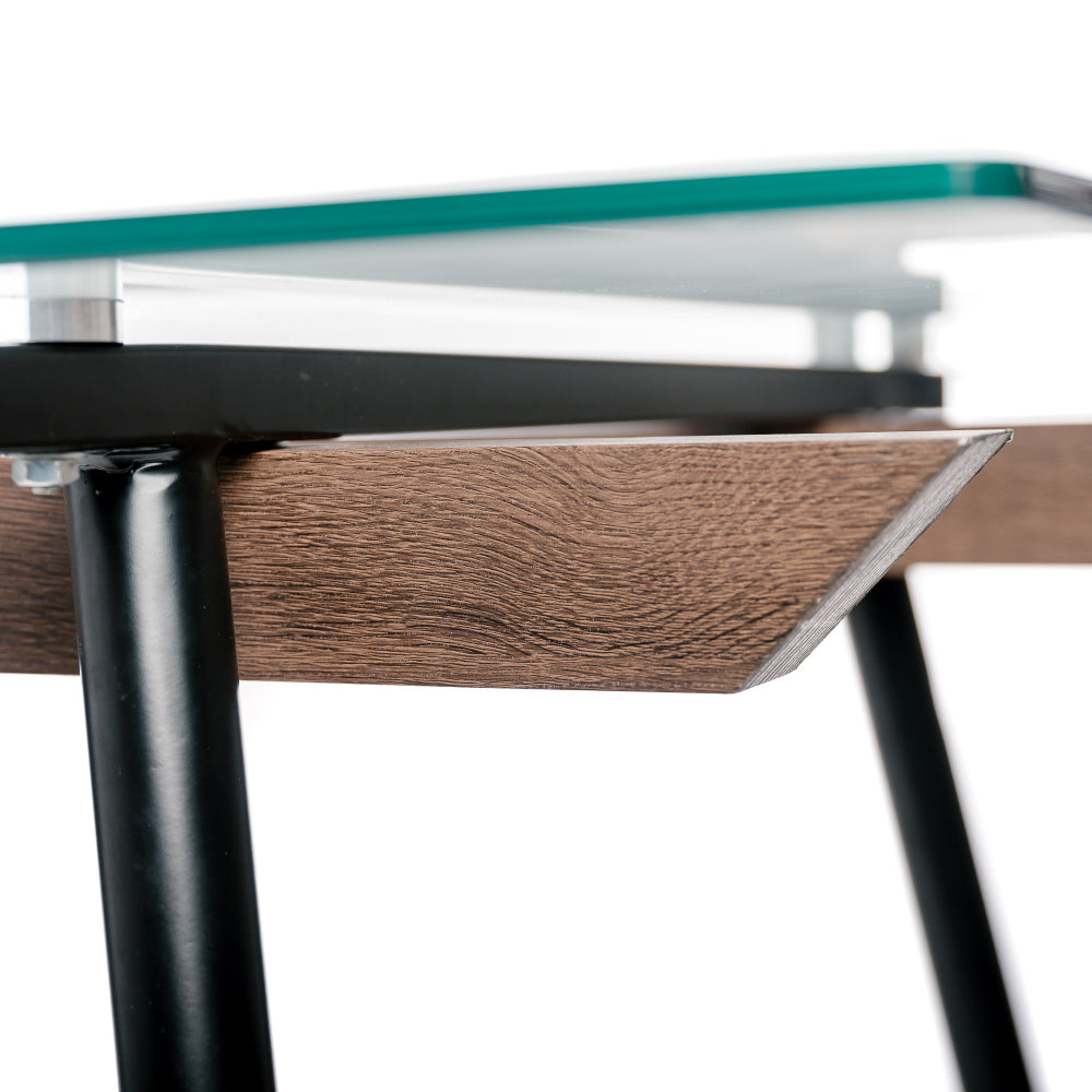 Mesa Comedor Salón Estructura Metal Y Madera Tapa Cristal 6 Personas Industrial Vintage 160x80xh75_3
