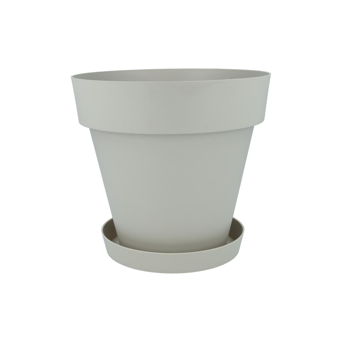 Pacote de vasos de flores com pires na cor cru Tes 18 x 15 cm