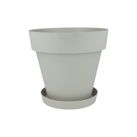 Pacote de vasos de flores com pires na cor cru Tes 18 x 15 cm