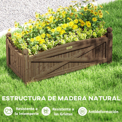 Outsunny Jardinera De Madera Elevada Para Plantas Flores Hierba 90x39x37 Cm Café_5