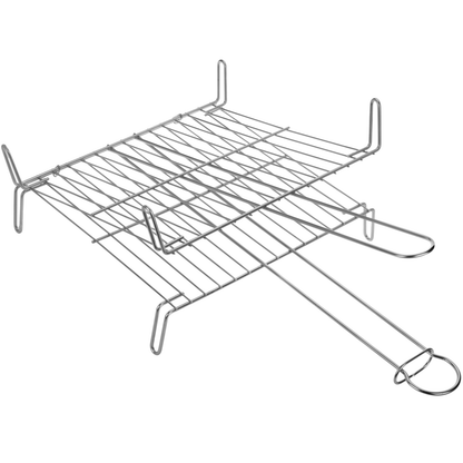 Parrilla Doble Para Barbacoa De Hierro Zincado Con Mango 40x40 Cm_1