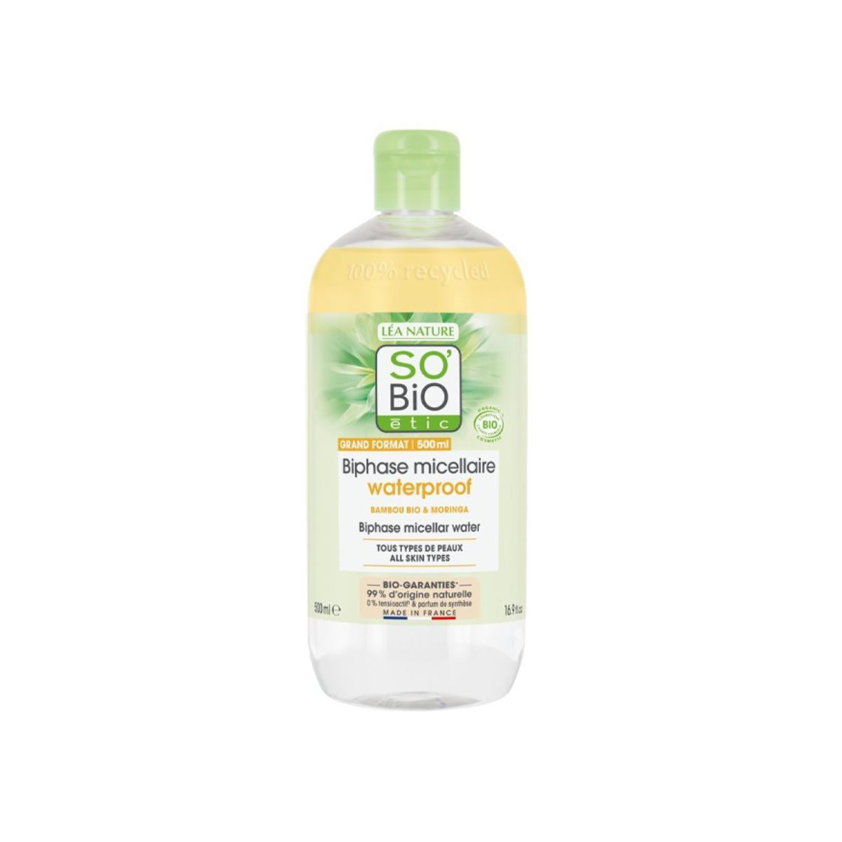 Água micelar bifásica So'Bio étic pur bambu 500 ml