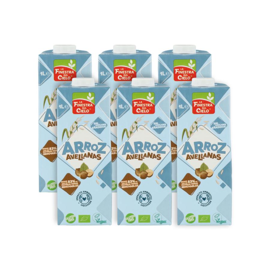 Pack de 6 Bebida Biológica de Arroz com Avelã La Finestra Sul Cielo 1 L