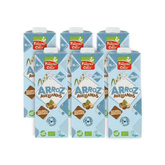 Pack de 6 Bebida Biológica de Arroz com Avelã La Finestra Sul Cielo 1 L