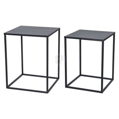 Well Home Juego De 2 Mesas Formato Cuadrado En Metal Color Negro_2