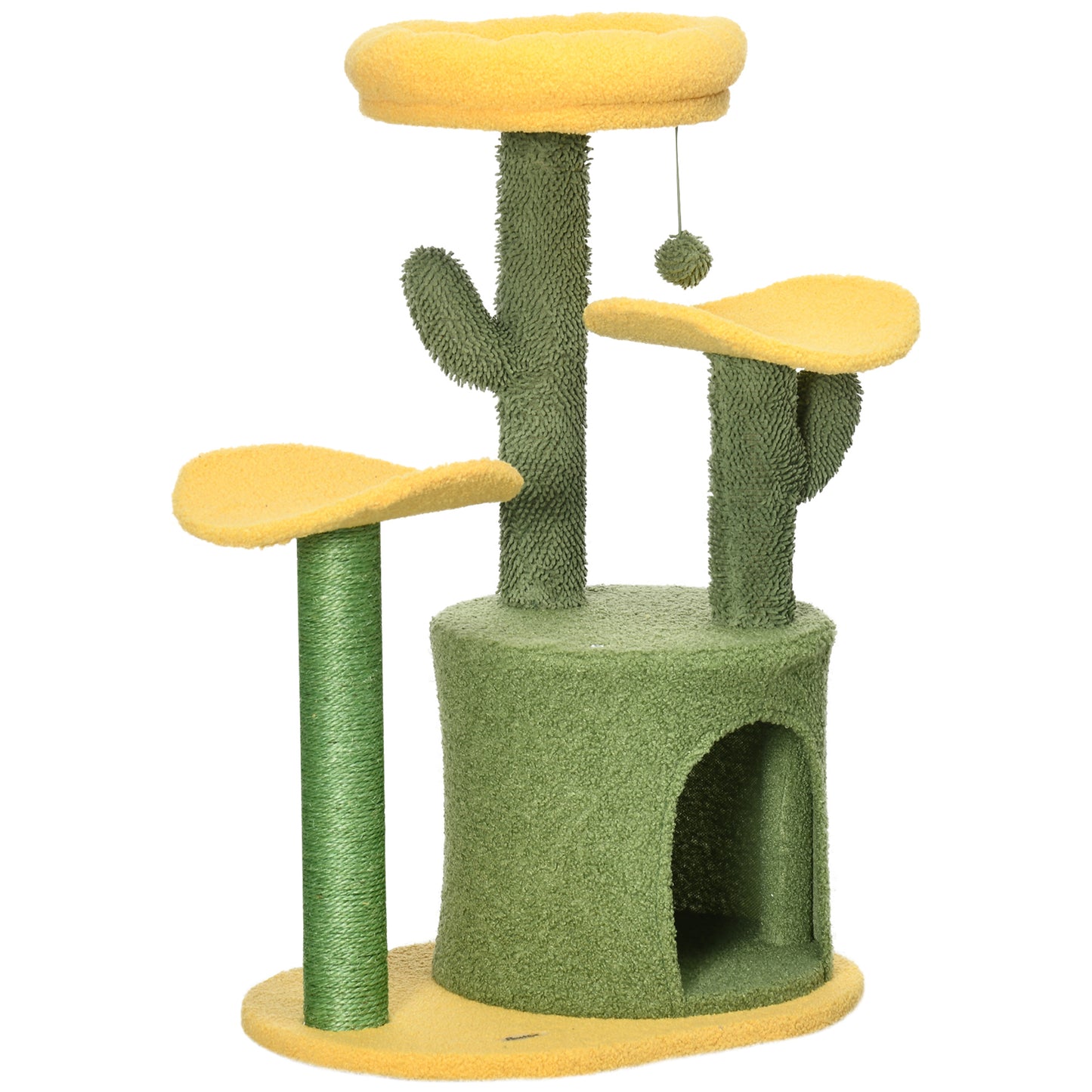 Pawhut Árbol Rascador Para Gatos En Forma De Cactus Altura 83 Cm Con Cama Caseta_0