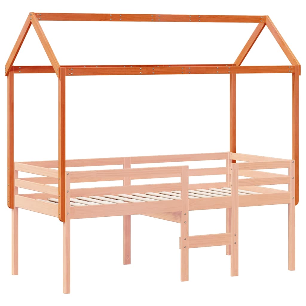 Techo De Cama Infantil Madera Maciza Marrón 217x85,5x154 Cm_2