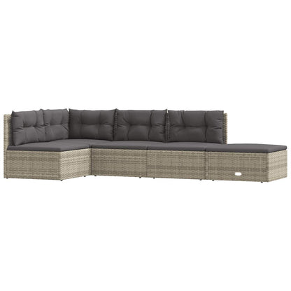 Vidaxl Set De Muebles De Jardín 5 Pzas Y Cojines Ratán Sintético Gris_0