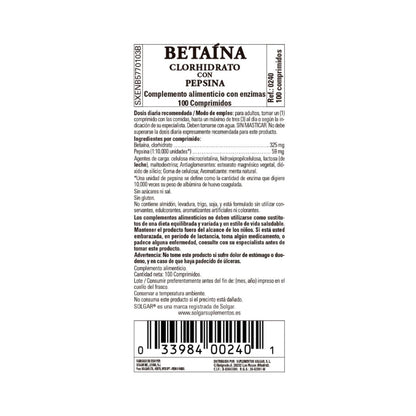 Cloridrato de Betaína com Pepsina, 100 Comprimidos