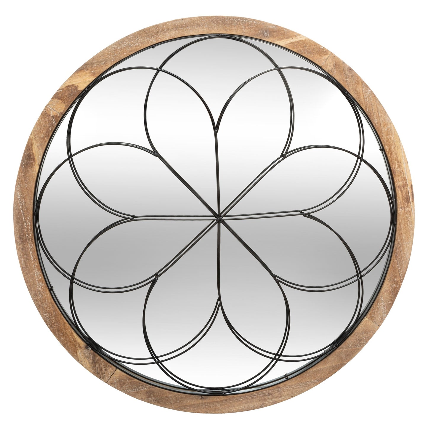 Well Home - Espejo De Roseta De Madera_0