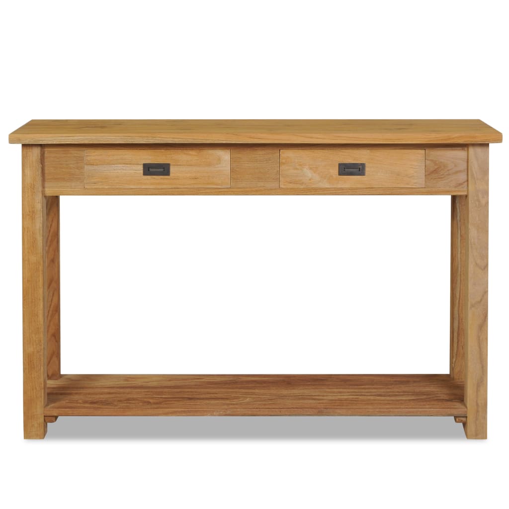 Mesa Consola De Madera De Teca Maciza 120x30x80 Cm_0