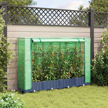 Jardinera Elevada Con Cubierta De Invernadero Aspecto Ratán 160x40x123 Cm_2