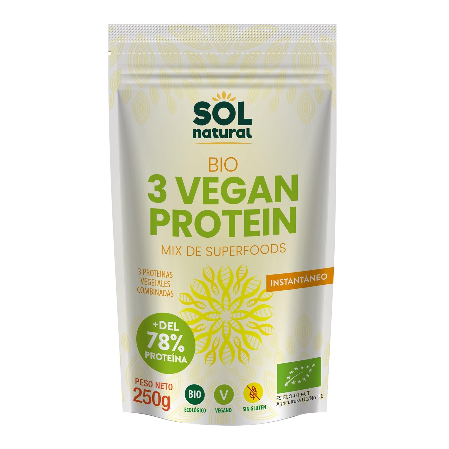 3 Proteína Vegan bio Sol Natural 250 g