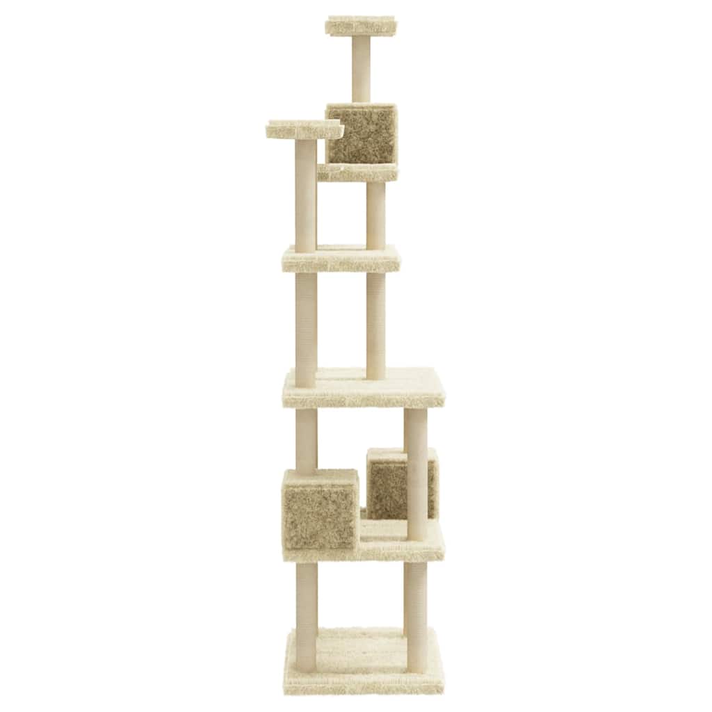 Rascador Para Gatos Con Postes De Sisal Crema 188 Cm_4