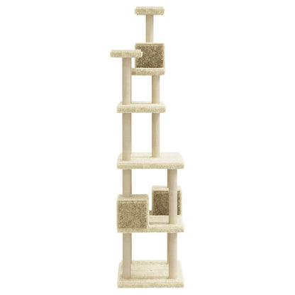 Rascador Para Gatos Con Postes De Sisal Crema 188 Cm_4