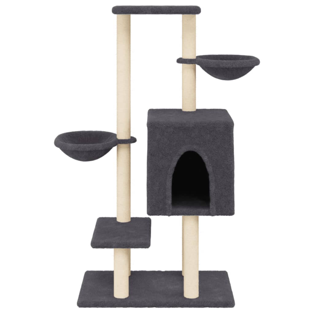 Rascador Para Gatos Con Postes De Sisal Gris Oscuro 117 Cm_3