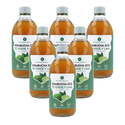 Embalagem de 6 Kombucha ECO chá verde e limão Planeta Huerto 330 ml