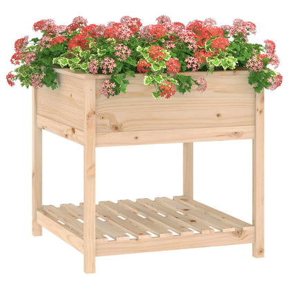 Jardinera Con Estante Madera Maciza De Pino 82,5x82,5x81 Cm_3