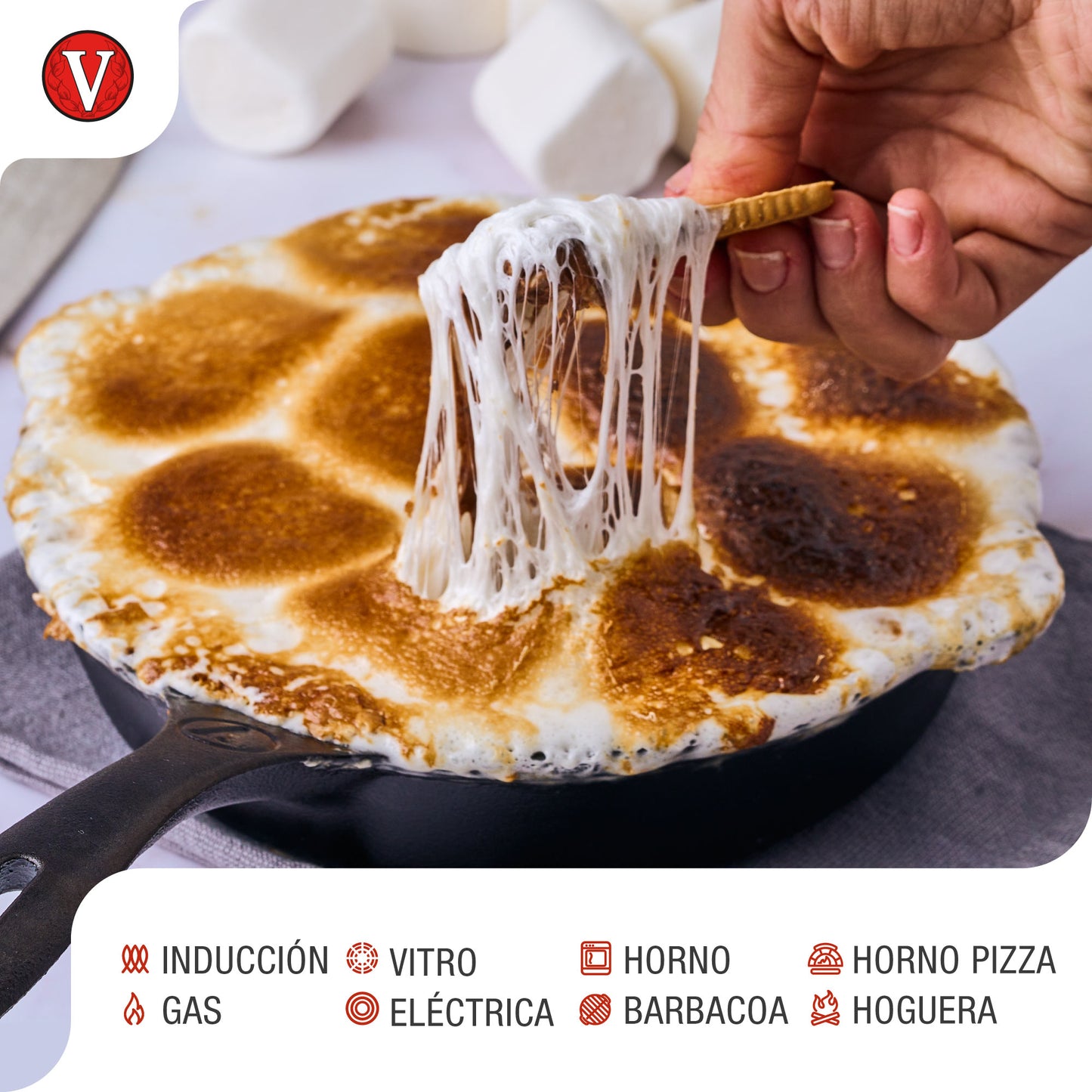 Victoria Sartén Hierro Fundido Esmaltado Inducción 16,5cm, Apta Fuego, Barbacoa, Horno Cast Iron Skillet, 36652, Negro_3