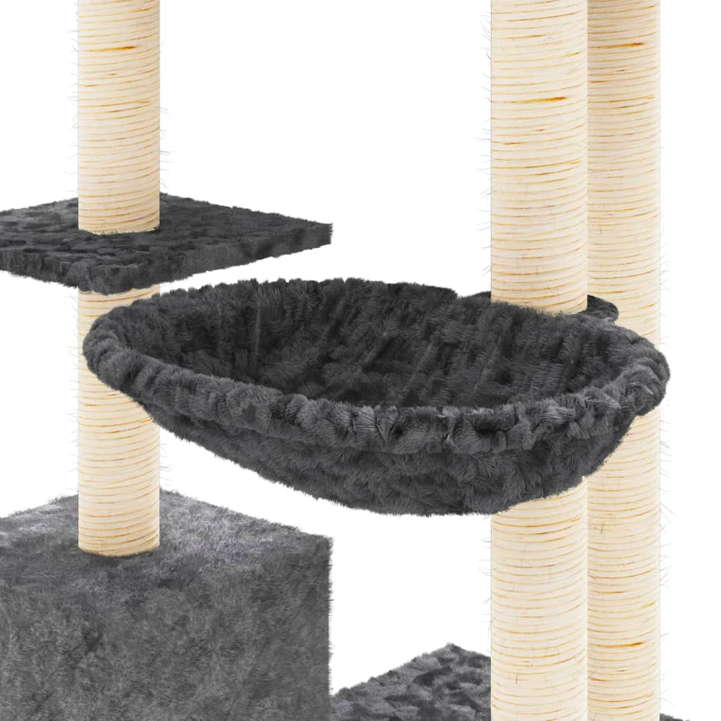 Rascador Para Gatos Con Postes De Sisal Gris Oscuro 142 Cm_5