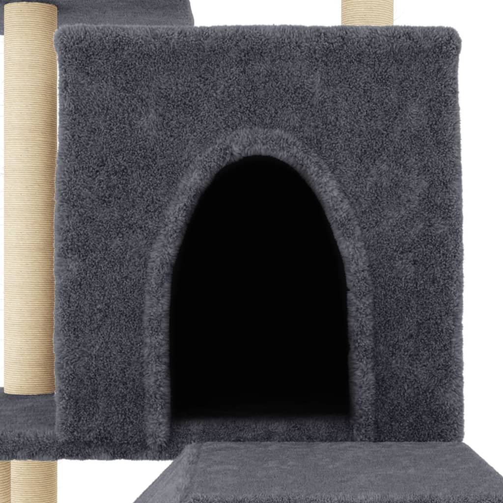 Rascador Para Gatos Con Postes De Sisal Gris Oscuro 110,5 Cm_4