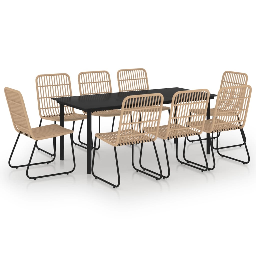 Vidaxl Juego De Comedor Para Jardín 9 Piezas Ratán Sintético Y Vidrio_0