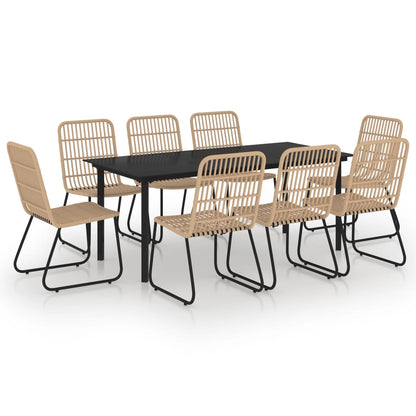 Vidaxl Juego De Comedor Para Jardín 9 Piezas Ratán Sintético Y Vidrio_0