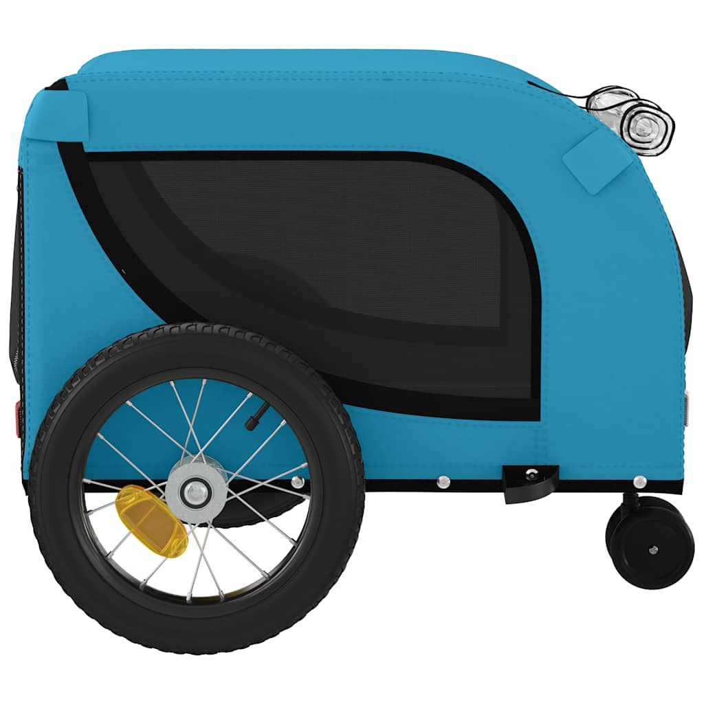 Remolque De Bicicleta Mascotas Hierro Tela Oxford Azul Negro_5