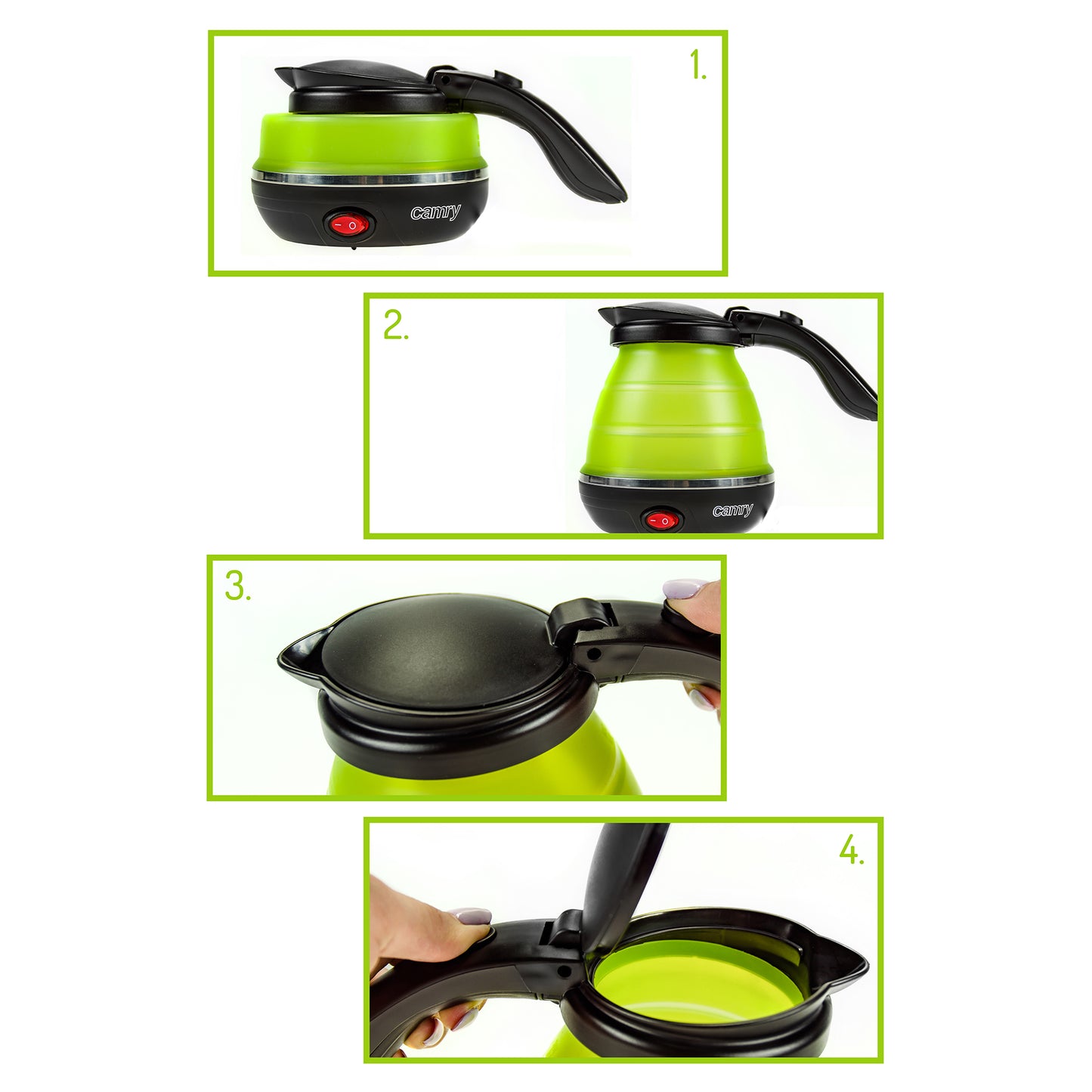 Hervidor Agua Eléctrico Plegable, 0,5l, Silicona Sin Bpa, Resistencia Oculta, Apagado Automático Camry Cr 1265, 750w_4