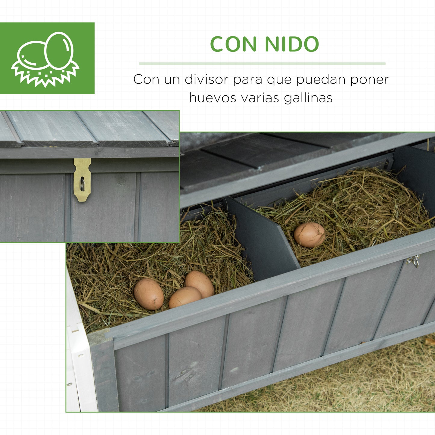 Pawhut Gallinero De Madera De Exterior Con Corral Nido Y Bandeja 209,5x96x123 Cm_5