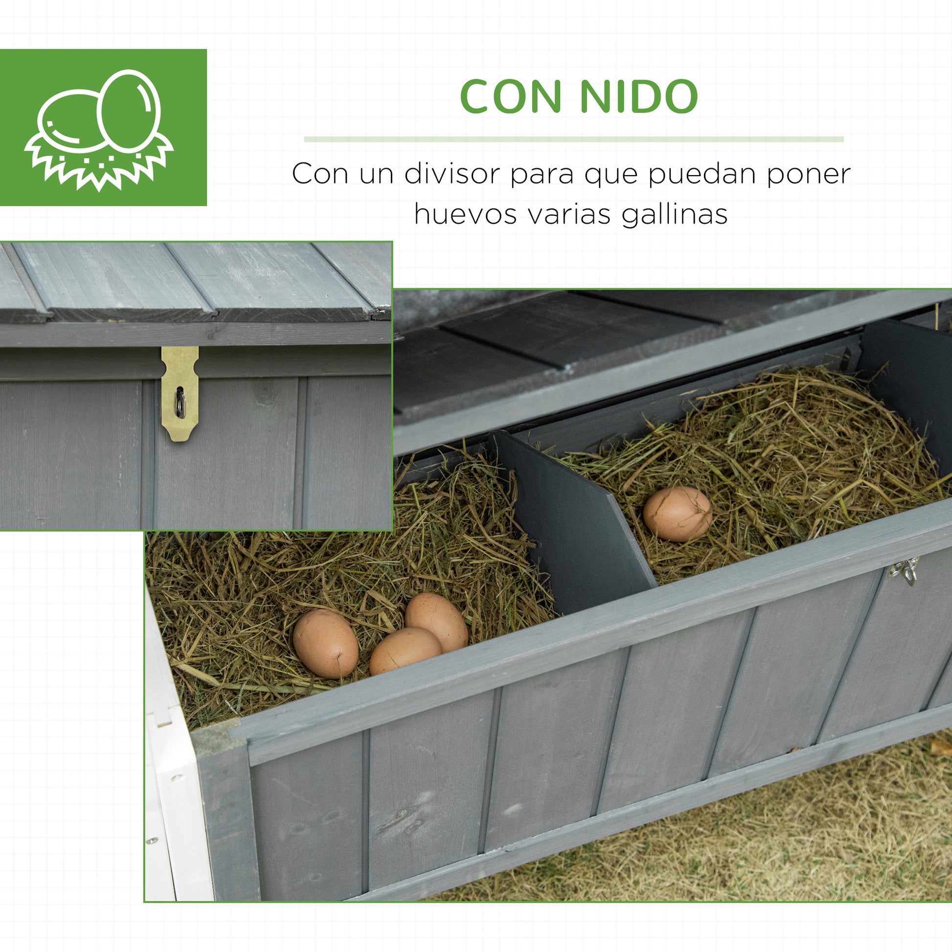 Pawhut Gallinero De Madera De Exterior Con Corral Nido Y Bandeja 209,5x96x123 Cm_5