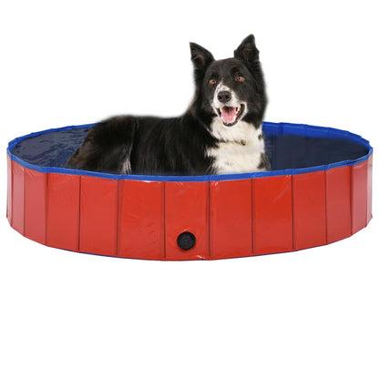 Piscina Para Perros Plegable Pvc Rojo 160x30 Cm_1