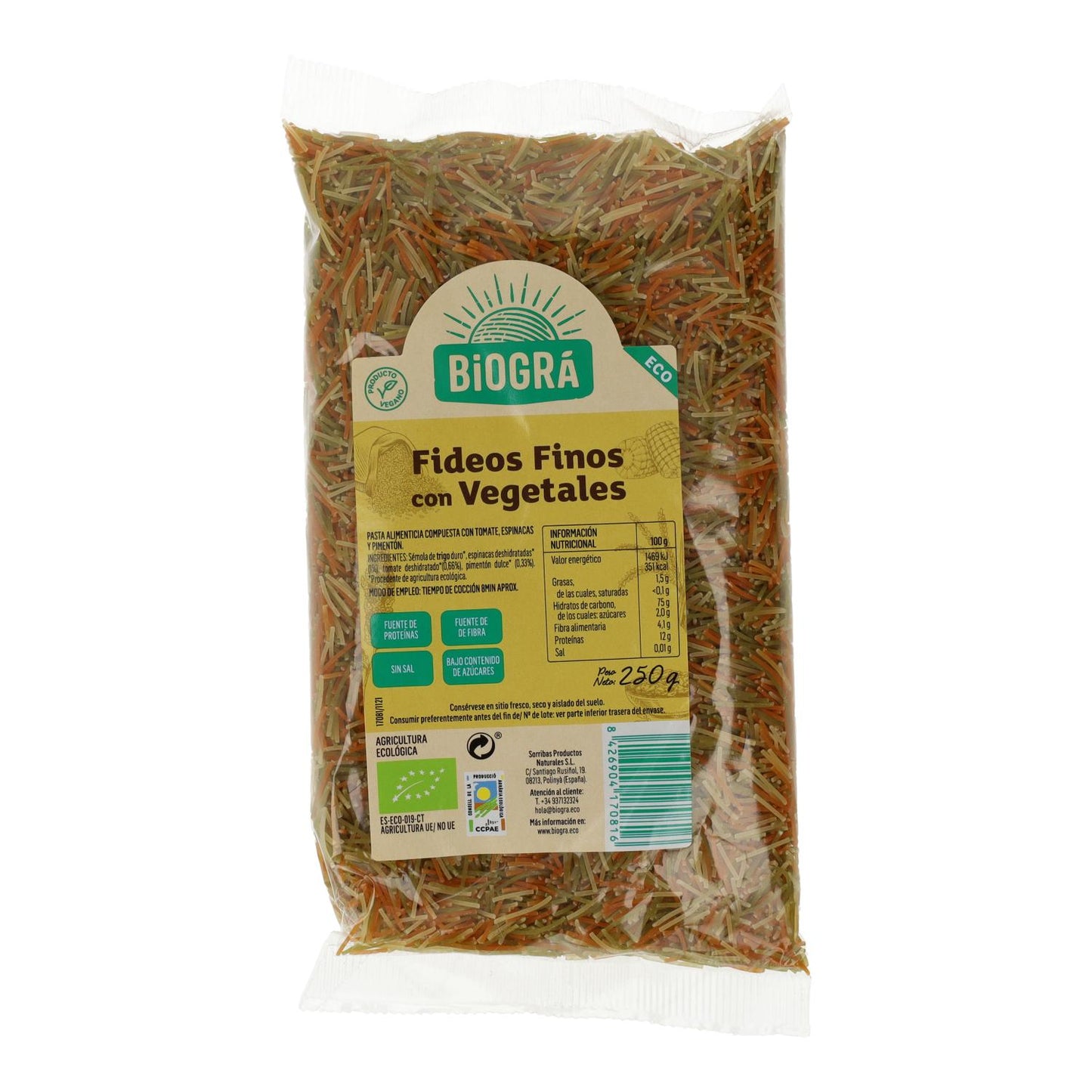 Noodles Finos com Legumes Biográ 250g