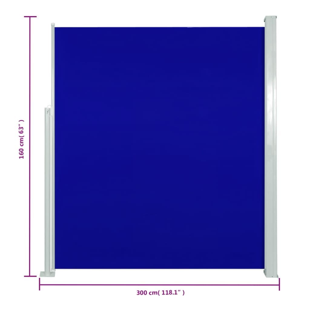 Vidaxl Toldo Lateral Retráctil De Jardín Azul 160x300 Cm_2