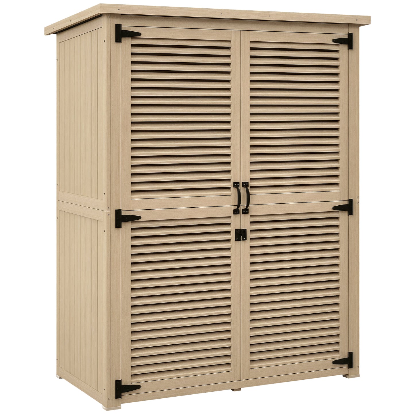 Outsunny Cobertizo De Madera 0,83 M² 127x65x168 Cm Con 2 Puertas Natural_0