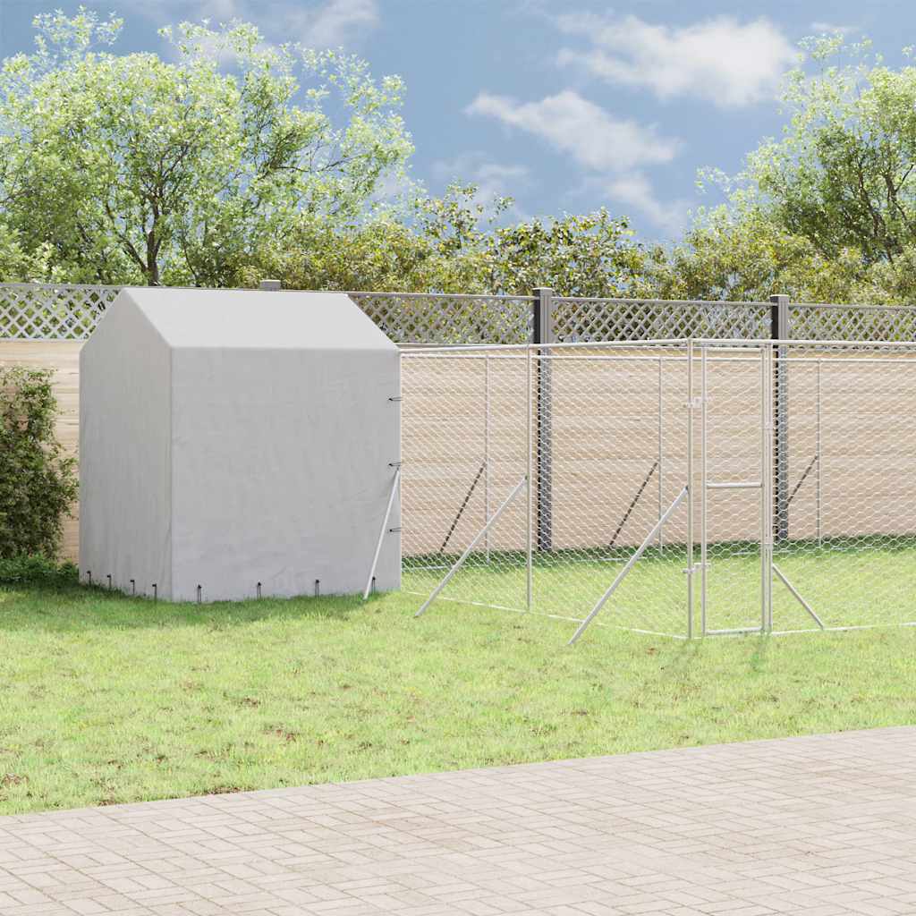 Perrera De Exterior Con Toldo Acero Galvanizado Plata 10x6x2,5m_1