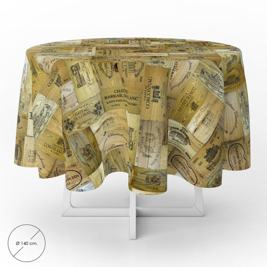 Mantel Hule Redondo Tablones Vino Impermeable Antimanchas Pvc Ø 140 Cm. Uso Interior Y Exterior_0