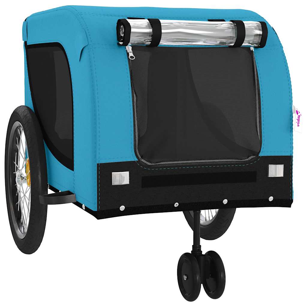 Remolque De Bicicleta Mascotas Hierro Tela Oxford Azul Negro_3