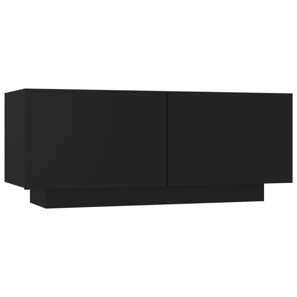 Mesita De Noche Madera De Ingeniería Negro 100x35x40 Cm_0