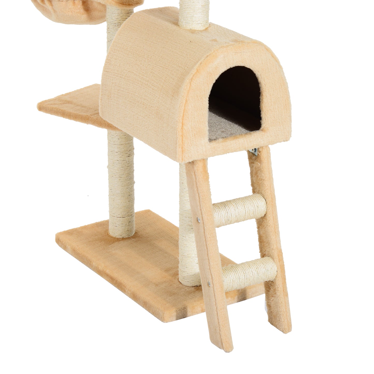 Pawhut Árbol Para Gatos Rascador 55x30x100cm Con Poste Cesta Hamaca Plataforma_4