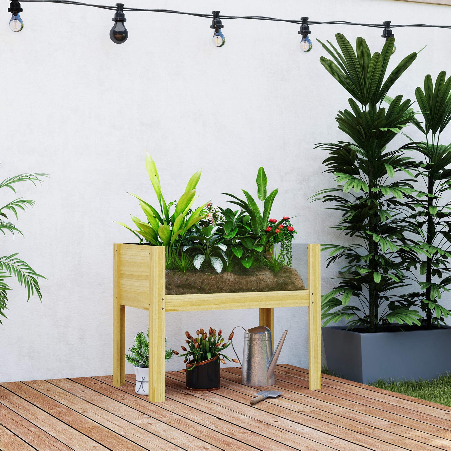 Outsunny Huerto Urbano De Madera Con Paneles Acrílicos 75x46x60,5 Cm Natural_1