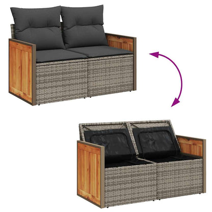Set De Sofás De Jardín 7 Pzas Con Cojines Ratán Sintético Gris / Vetonek_4