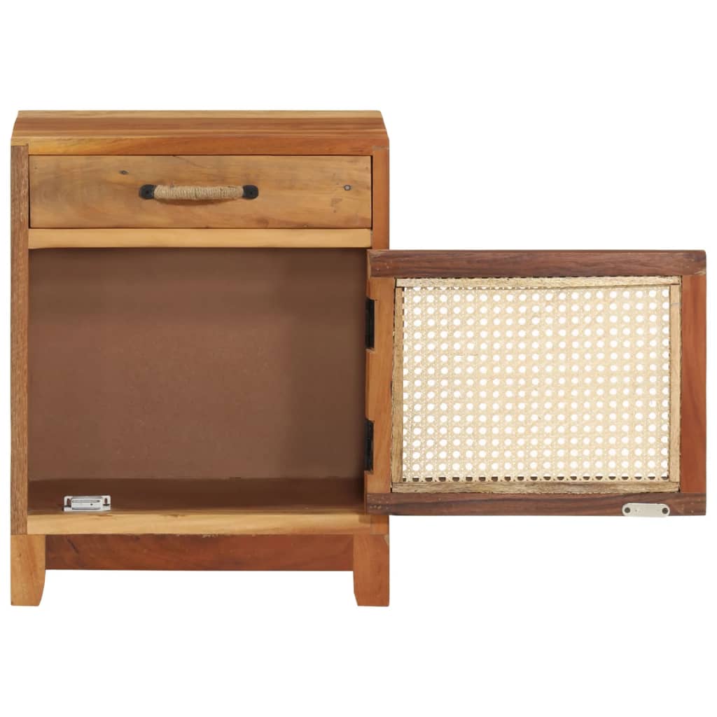 Mesita De Noche De Madera Maciza Reciclada 40x30x50 Cm_2
