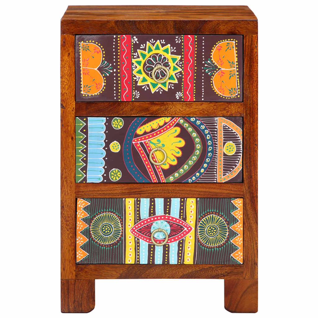 Mesita De Noche 40x40x60 Cm Madera Maciza De Acacia_0